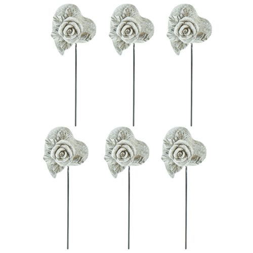 Artículo Tapón para tumba corazón tapón conmemorativo rosa piedra fundida 5,5 cm 6 piezas