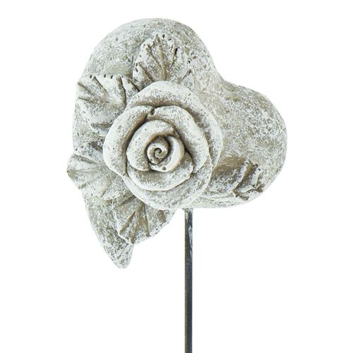 Floristik24 Tapón para tumba corazón tapón conmemorativo rosa piedra fundida 5,5 cm 6 piezas