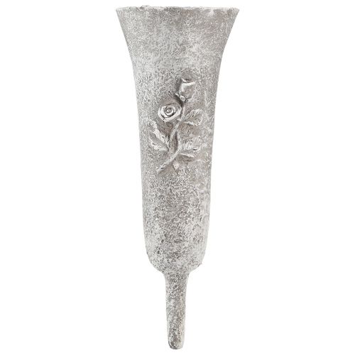 Artículo Florero funerario Gris Florero puntiagudo con rosas A26cm 2pzs