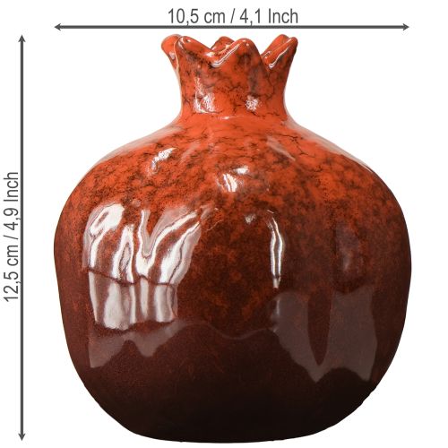 Artículo Jarrón decorativo de granada de cerámica rojo marrón Ø10,5cm H12cm