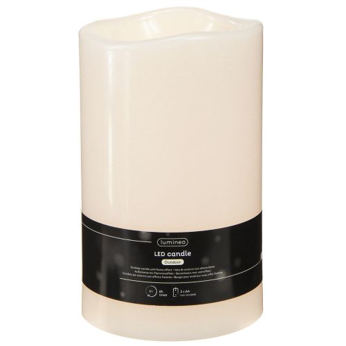 Vela LED grande con temporizador, para uso exterior, luz blanca cálida, Ø12,5 cm, H20 cm. | Floristik24.es