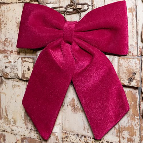 Artículo Lazo navideño grande de terciopelo rojo para exterior (48 x 52 cm)