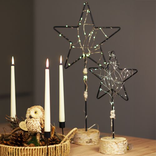 Artículo Grandes decoraciones de estrellas sobre una base de madera natural - negro, 60 cm - decoración elegante de la habitación 30x10x60cm 2ud