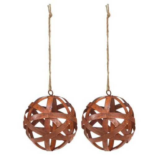 Floristik24 Bola de metal oxidado Ø15cm bolas de jardín exterior 2uds