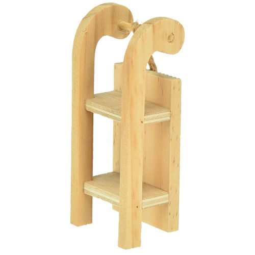Artículo Miniatura de trineo de madera, rojo natural, 4x8,5 cm, 6 uds. - Decoración navideña