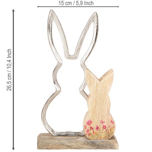 Artículo Mamá coneja con niño Deco de Pascua Metal y madera 26,5cm