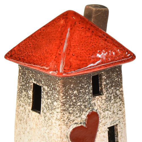Floristik24 Casas de cerámica amorosas - diseño de corazón, rojo y natural, 17,5 cm - decoración romántica para el hogar, 2 piezas