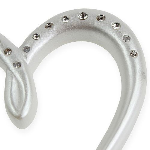 Floristik24 Deco corazón para enchufar en plata 17cm