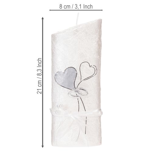 Artículo Vela de boda, vela de boda plateada, vela blanca 210/85 mm