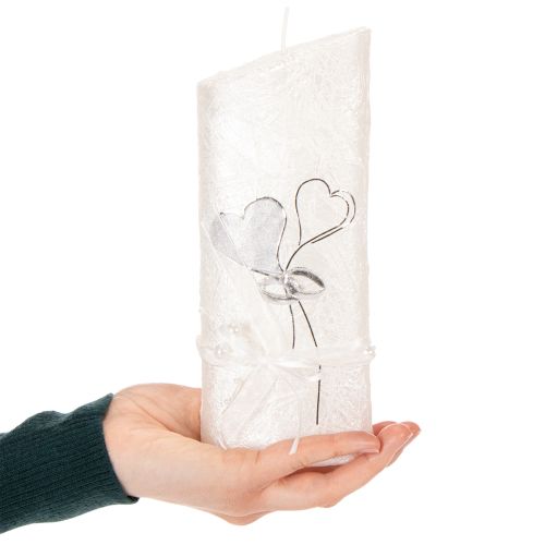 Artículo Vela de boda, vela de boda plateada, vela blanca 210/85 mm