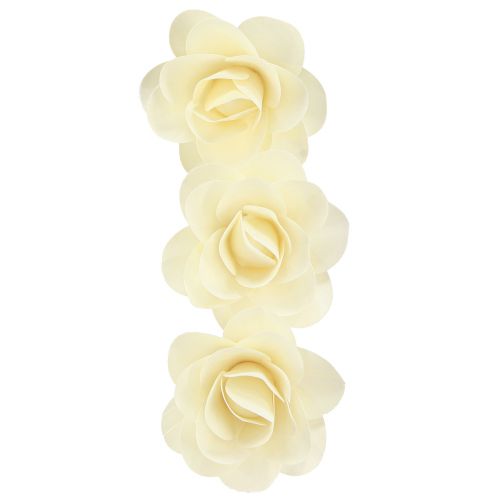Artículo Rosas decorativas de madera rosas artificiales crema rosas de madera Ø10cm 12 piezas
