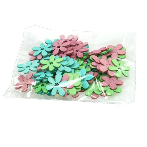 Floristik24 Decoración dispersa con flores de madera, colores surtidos. Ø4cm 72 uds.