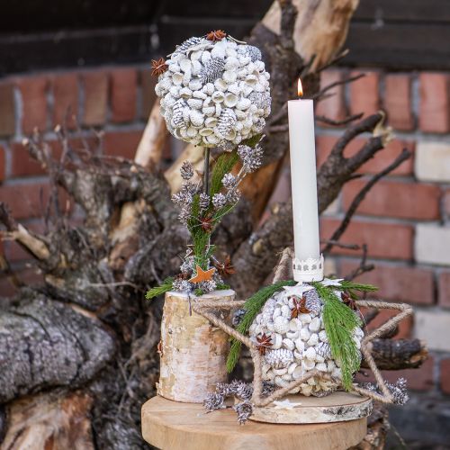 Artículo Árbol decorativo de madera decoración de invierno conos de bellotas de abedul blanco Al. 40 cm