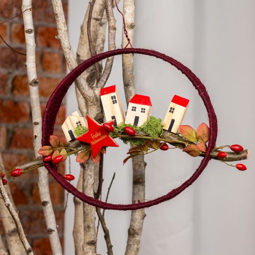 Floristik24 Casa de madera casas decorativas madera natural rojo 4 piezas