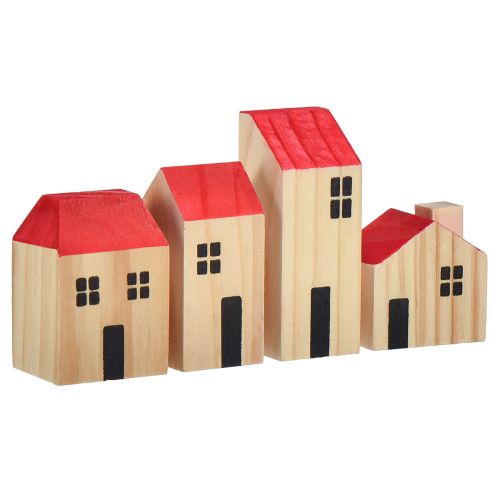 Floristik24 Casa de madera casas decorativas madera natural rojo 4 piezas