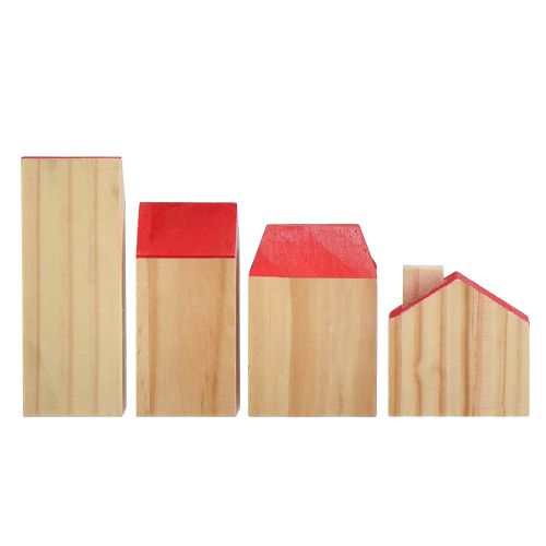Artículo Casa de madera casas decorativas madera natural rojo 4 piezas