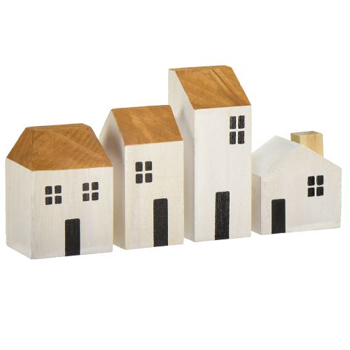 Floristik24 Casa de madera casas decorativas madera blanco marrón 4,5-8cm 4 piezas