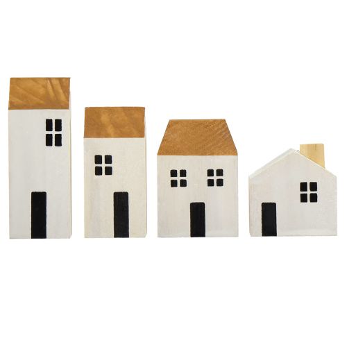 Floristik24 Casa de madera casas decorativas madera blanco marrón 4,5-8cm 4 piezas