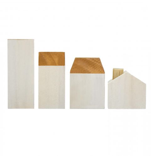 Artículo Casa de madera casas decorativas madera blanco marrón 4,5-8cm 4 piezas