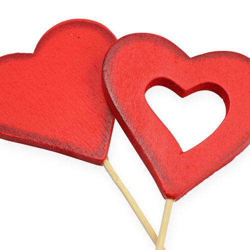 Floristik24 Corazón de madera 5cm rojo 24pcs