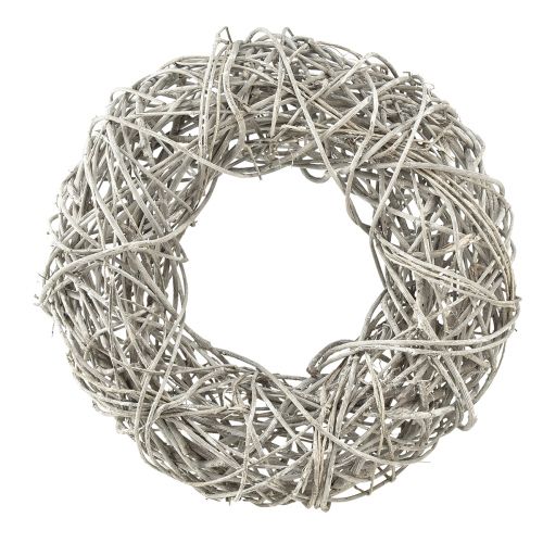 Floristik24 Corona de madera corona decorativa ratán blanco natural Ø30cm H9.5cm