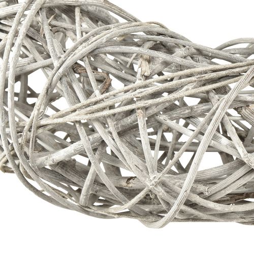 Artículo Corona de madera corona decorativa ratán blanco natural Ø30cm H9.5cm