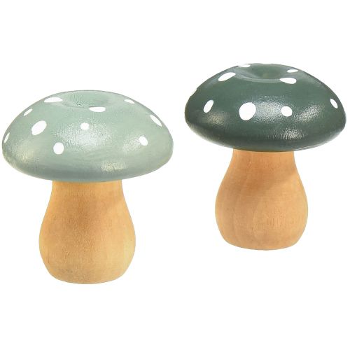 Artículo Setas de madera setas decorativas agáricos de mosca de madera verde menta 5cm 8 piezas