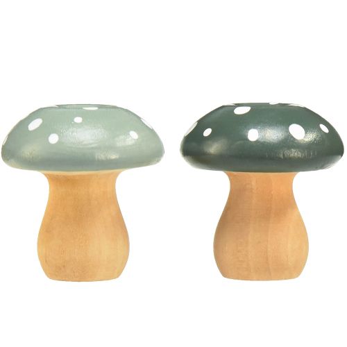 Artículo Setas de madera setas decorativas agáricos de mosca de madera verde menta 5cm 8 piezas