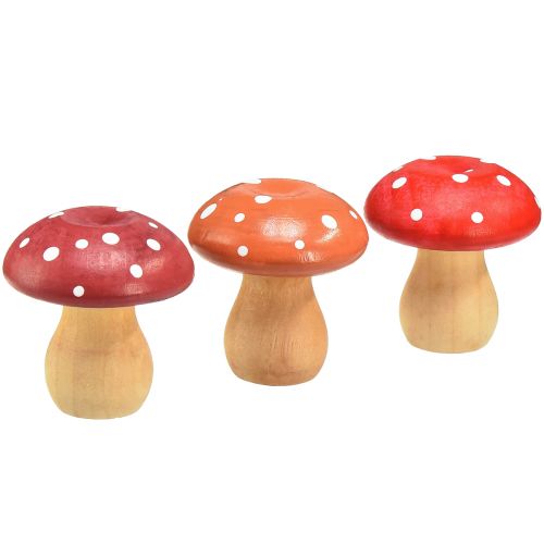 Floristik24 Setas de madera Setas decorativas Agáricos de mosca de madera Rojo Naranja 5cm 9 piezas