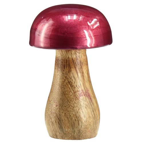 Artículo Setas de madera setas decorativas madera rojo brillo Ø6cm H10cm 2ud
