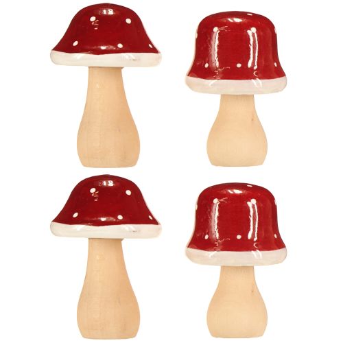 Artículo Setas de madera, decoración, madera, FSC, marrón rojizo, H6,5/7 cm, 4 piezas