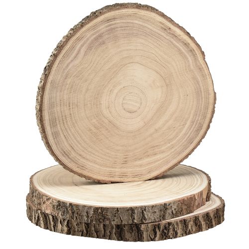 Floristik24 Discos de madera disco de árbol Paulownia natural Ø26-28cm 3uds