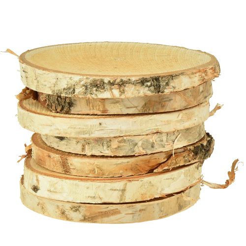 Floristik24 Discos de madera con corteza Disco de Abedul natural Ø9-10cm 7uds