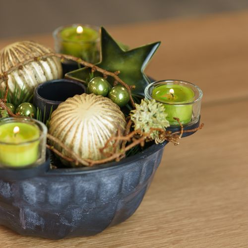 Floristik24 Estrellas de madera Decoración navideña decoración dispersa verde brillo Ø5cm 8 piezas