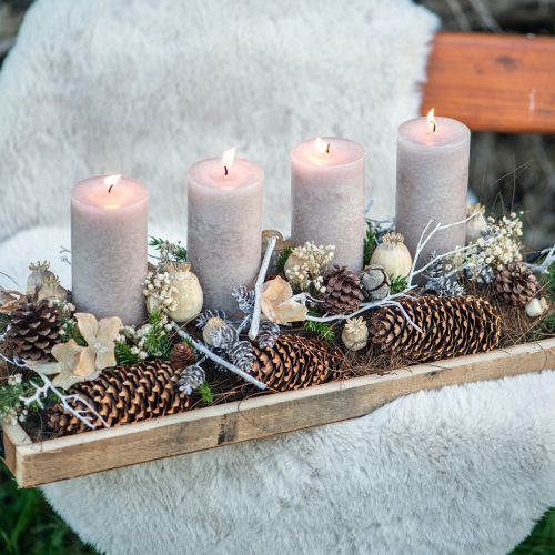 Artículo Bandeja de madera con asas, bandeja decorativa, oblonga, natural, 50×19×3cm