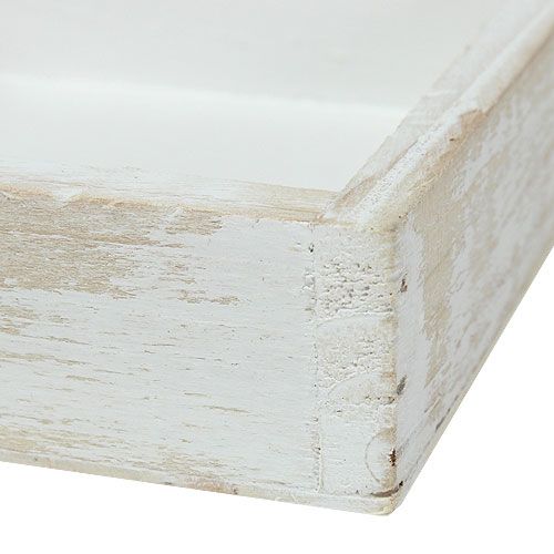 Floristik24 Mini bandeja de madera blanca 12cm x 12cm x 3cm