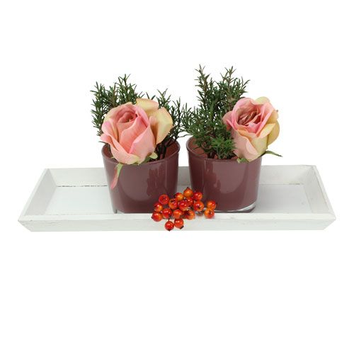 Floristik24 Bandeja de madera blanca 39cm x 15cm