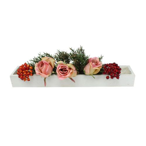 Floristik24 Caja de madera con lámina blanca 50cm x 9cm x 6cm