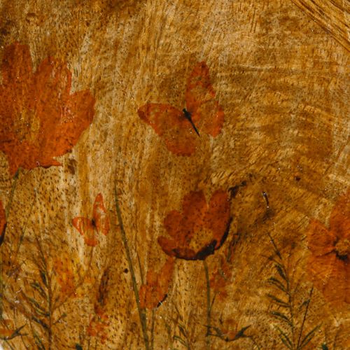 Artículo Plato de Madera Flores Mariposa Rosa Natural Ø15cm 3uds