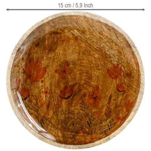 Artículo Plato de Madera Flores Mariposa Rosa Natural Ø15cm 3uds