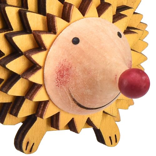 Artículo Figura decorativa de madera erizo otoño amarillo anaranjado 8×7×6cm 4ud