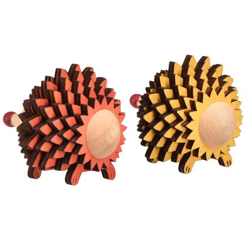 Artículo Figura de madera decorativa de erizo otoño naranja amarillo 8×7×6cm 4 piezas