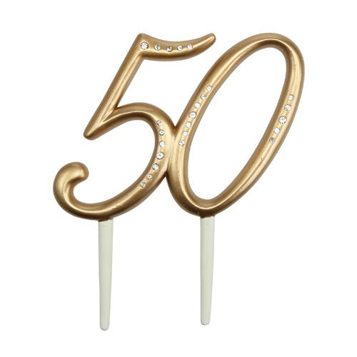 Floristik24 Jubileo número &quot;50&quot; para tapar oro 15.5cm