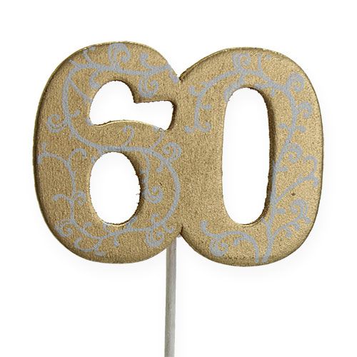 Floristik24 Número "60" para pegar madera oro 36pcs