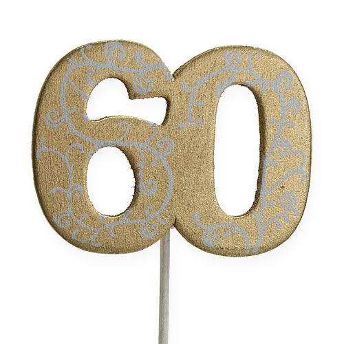 Floristik24 Número &quot;60&quot; para pegar madera oro 36pcs