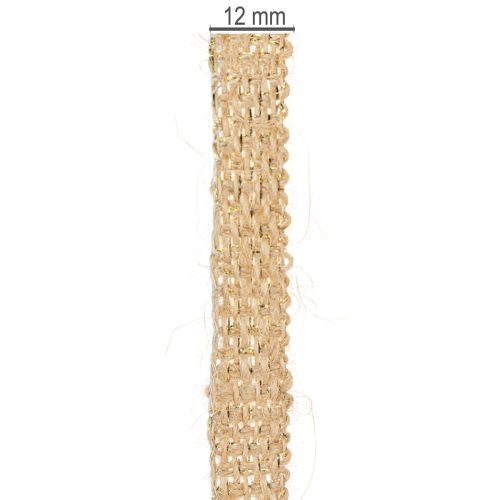 Artículo Cinta de yute, cinta decorativa rústica, yute natural, color dorado, 12 mm, 10 m