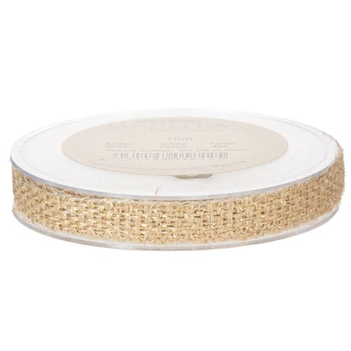 Artículo Cinta de yute, cinta decorativa rústica, yute natural, color dorado, 12 mm, 10 m