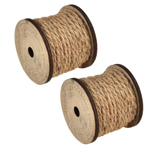 Artículo Cordón de yute cordón decorativo rústico bobina de madera Ø5mm con 7m cada 2 piezas