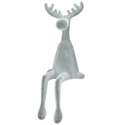Alce decorativo con borde de asiento, 31 cm de alto, gris, 3 piezas