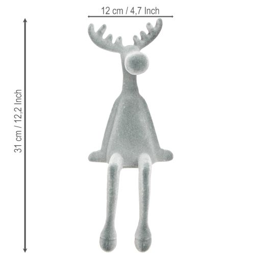 Artículo Alce decorativo con borde de asiento, 31 cm de alto, gris, 3 piezas